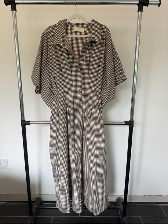 Anthropologie Dresses & Skirts - Anthropologie Black and White Gingham Button-Front Midi Dress